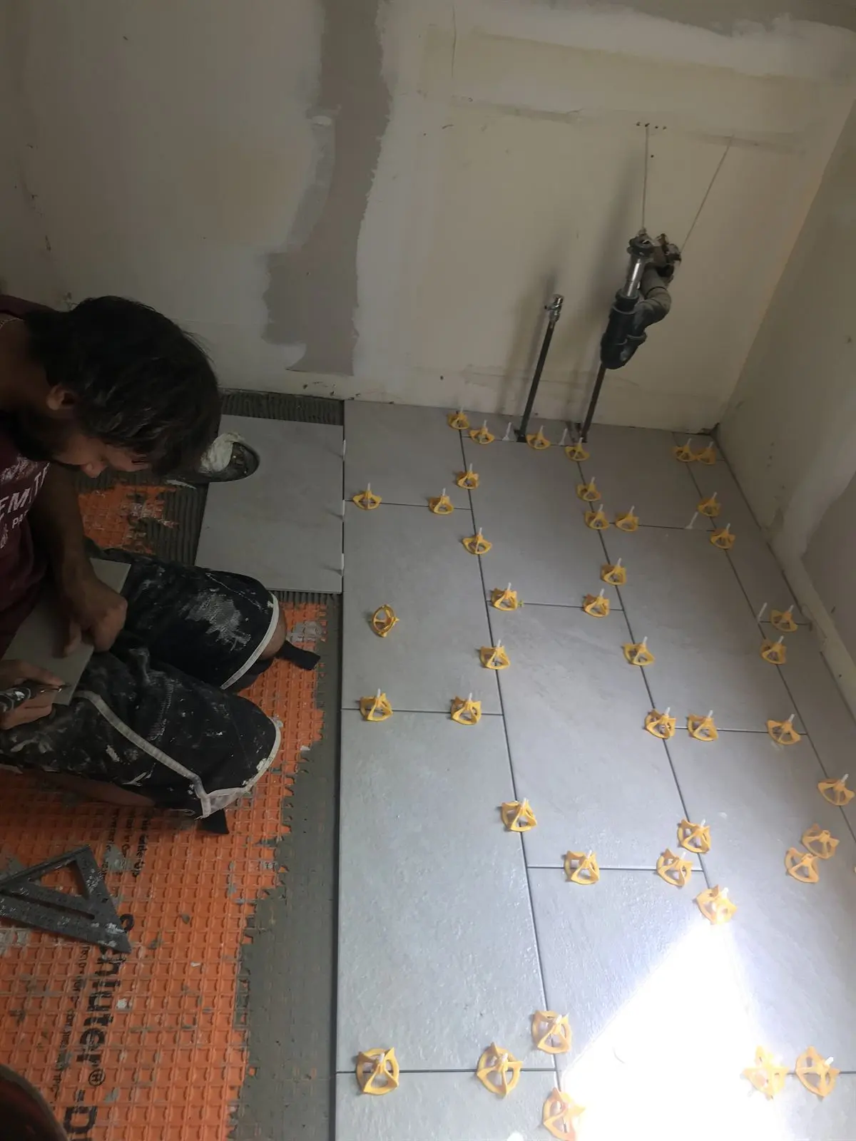 Bathroom tile floor installation in Monmouth County NJ