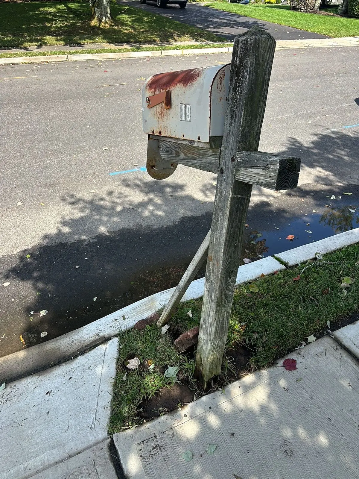 Damaged mailbox before in Tinton Falls NJ