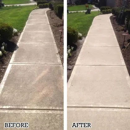 Walkway power washing before and after in Monmouth County NJ