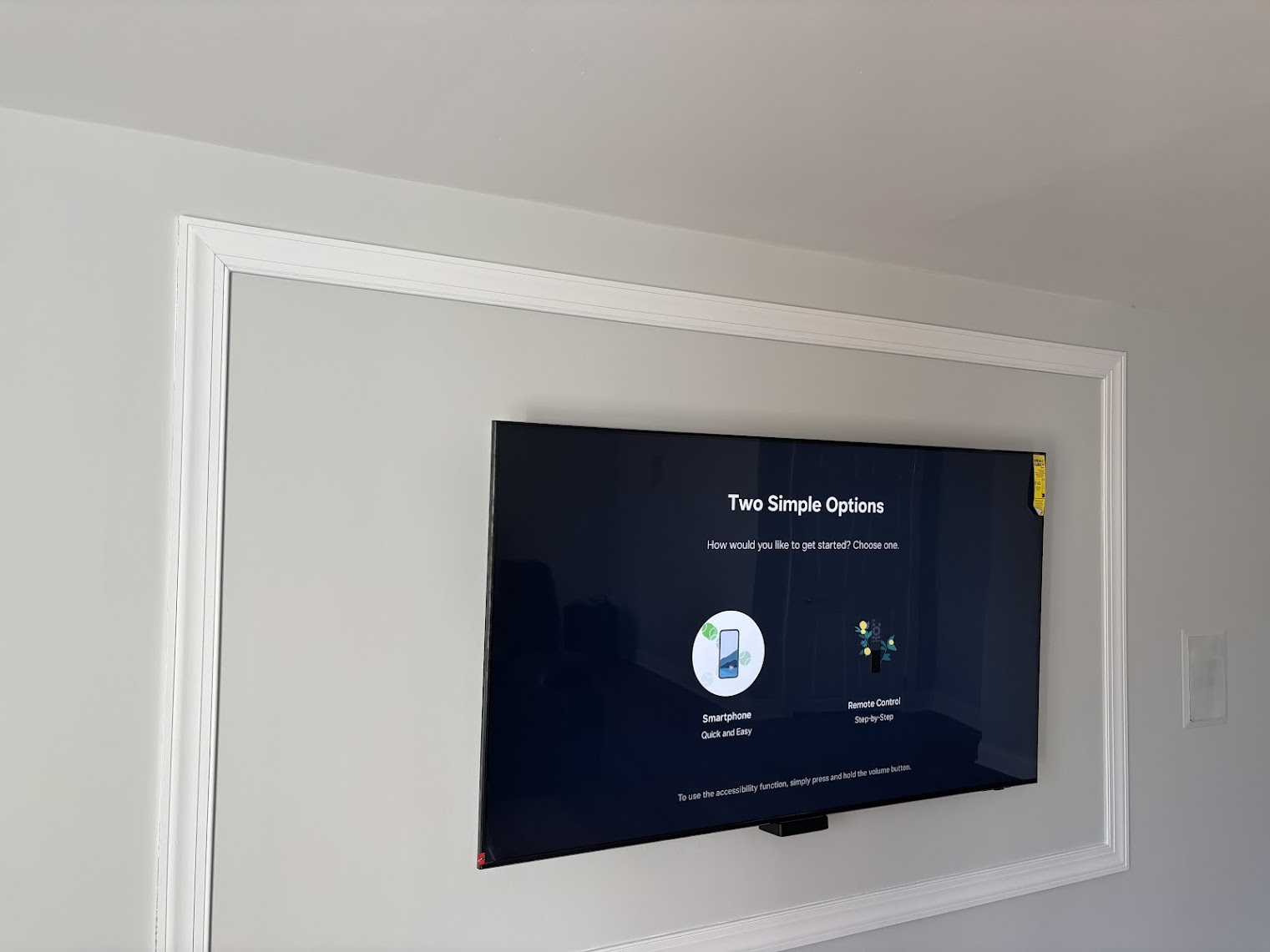 Basement TV wall mount with trim surround in Holmdel NJ by Enjay Improvements