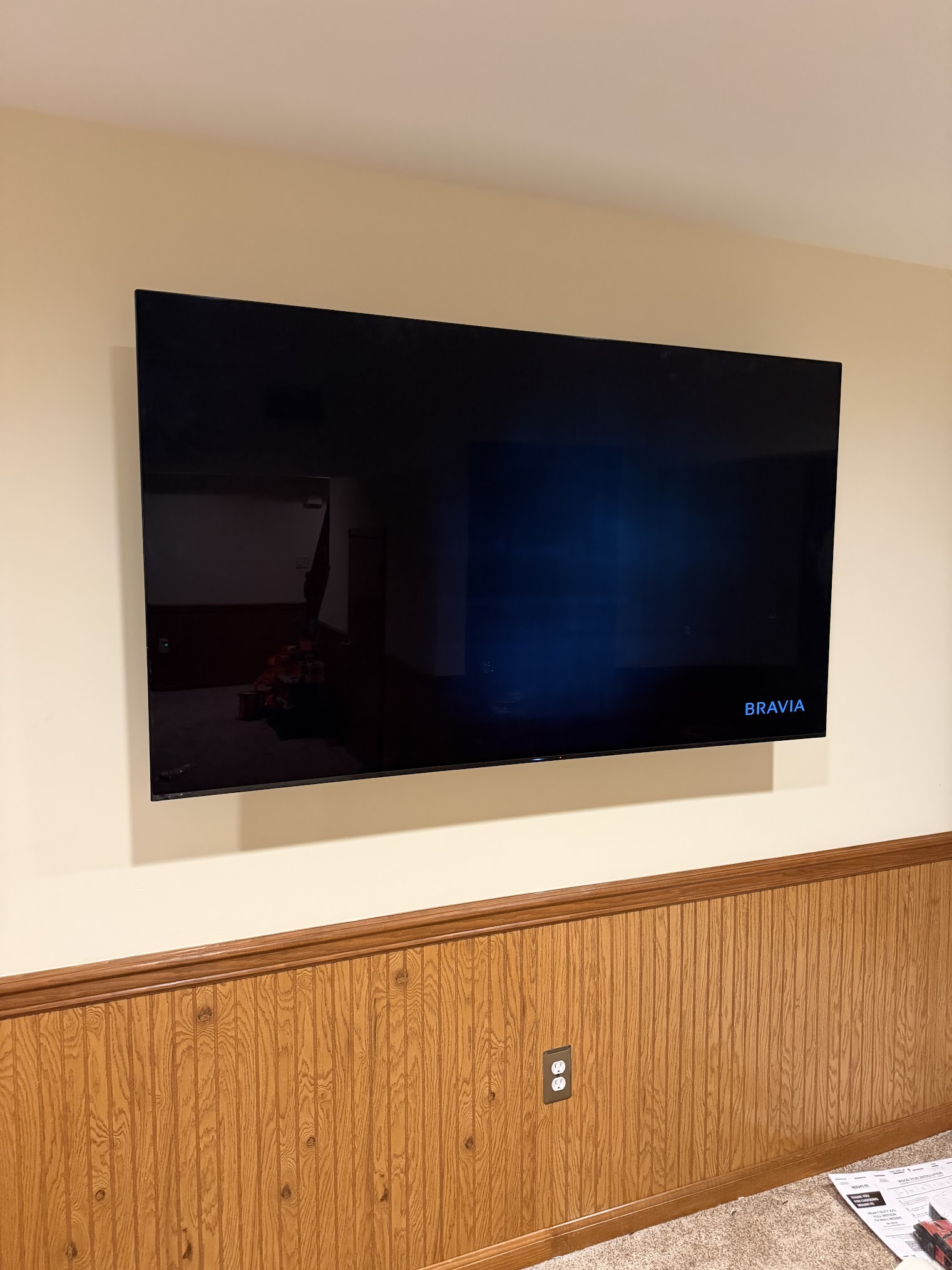 Basement TV wall mount installation in Long Branch NJ by Enjay Improvements