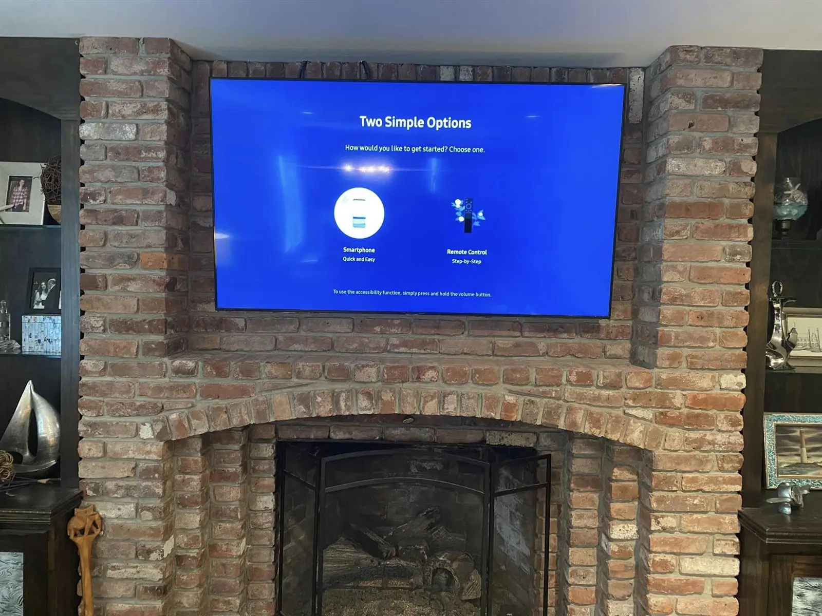 TV brick fireplace in Monmouth County NJ